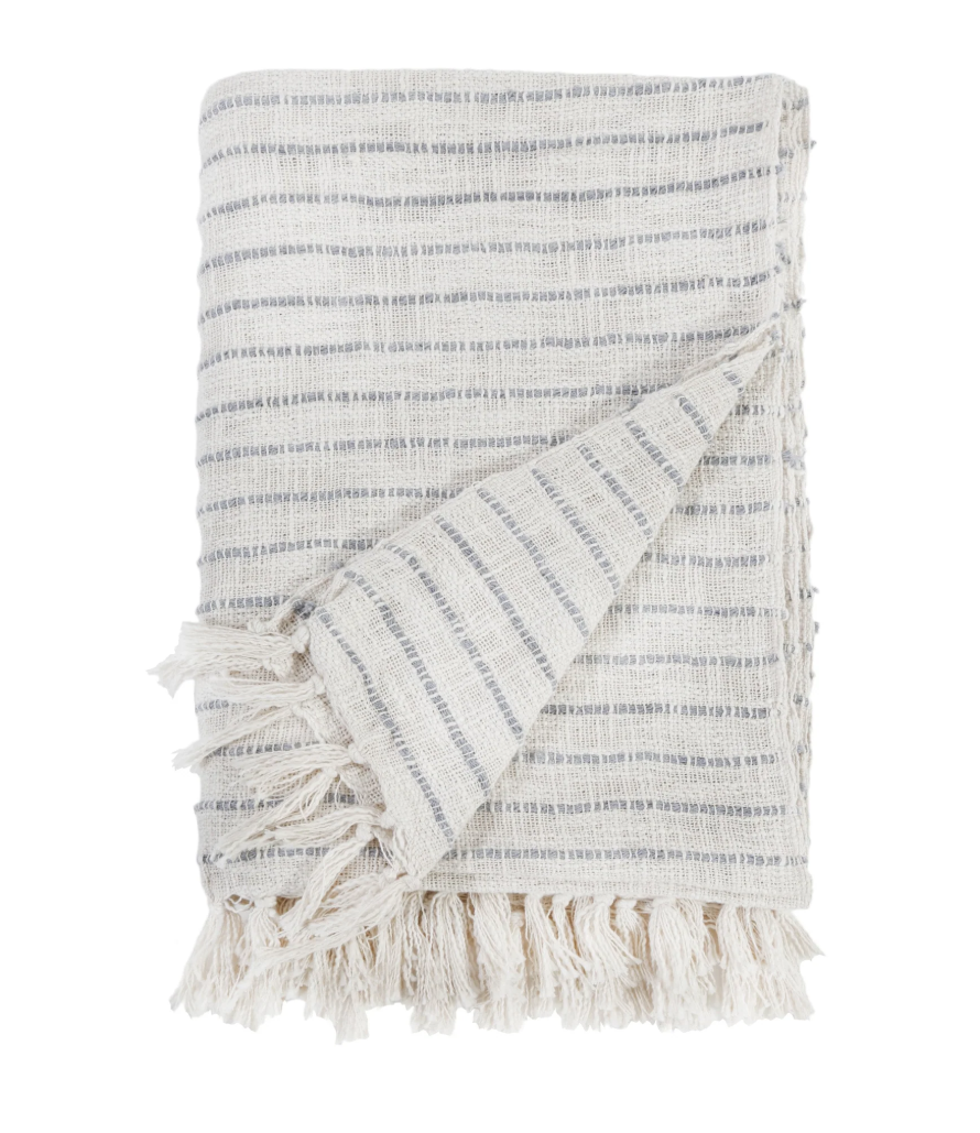 LA-4400-IBG-69 60x90 Jojo Oversized Throw, Ivory  & Blue