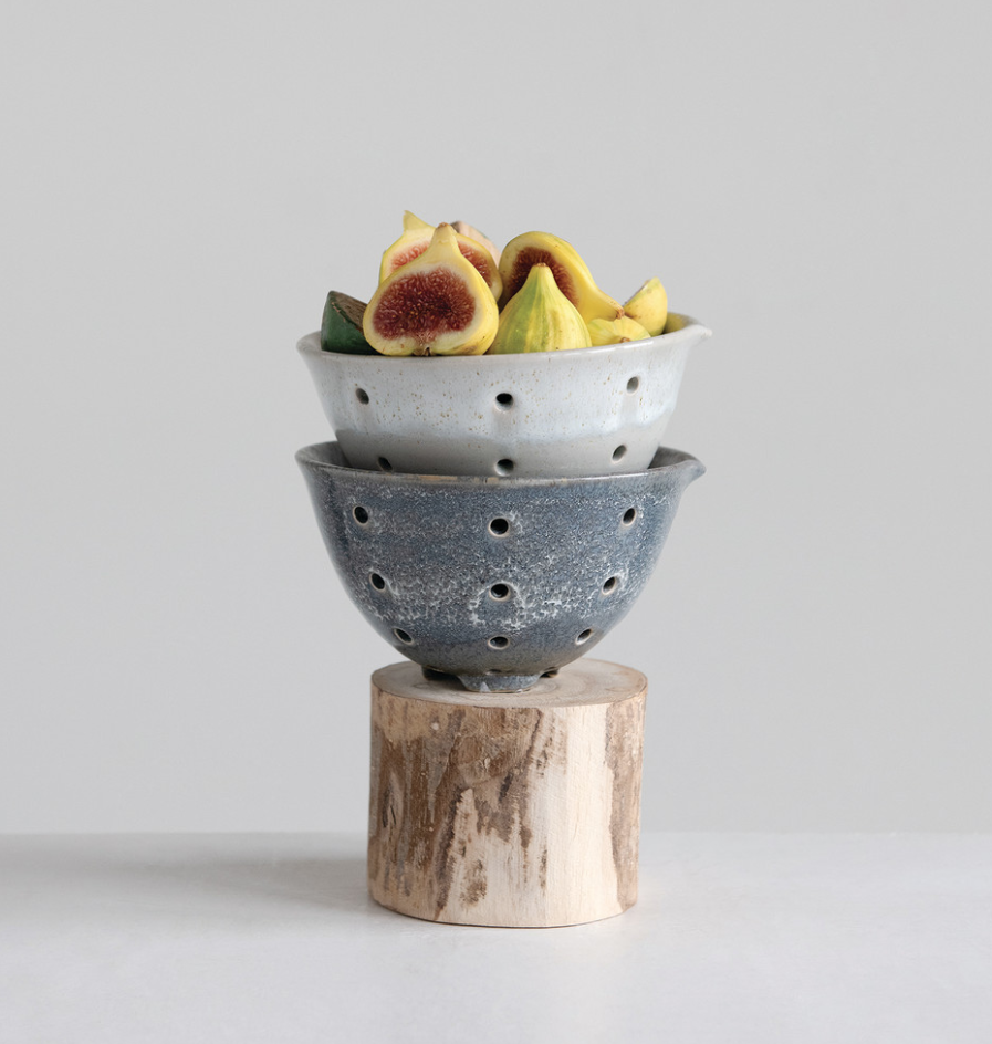 DF2683A Stoneware Berry Bowl with Glaze, 2 Colors