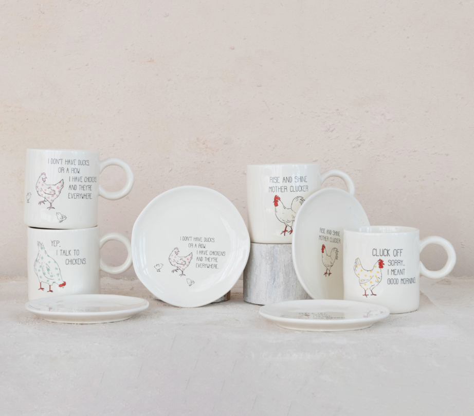 DG1218A 15oz Stoneware Mug w/ Chicken, 4 Styles