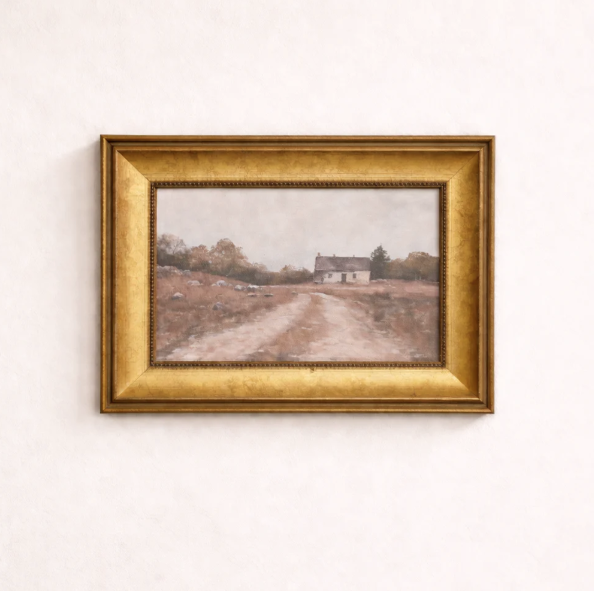 Vintage Farm House Antq Brass Framed Art 5x7