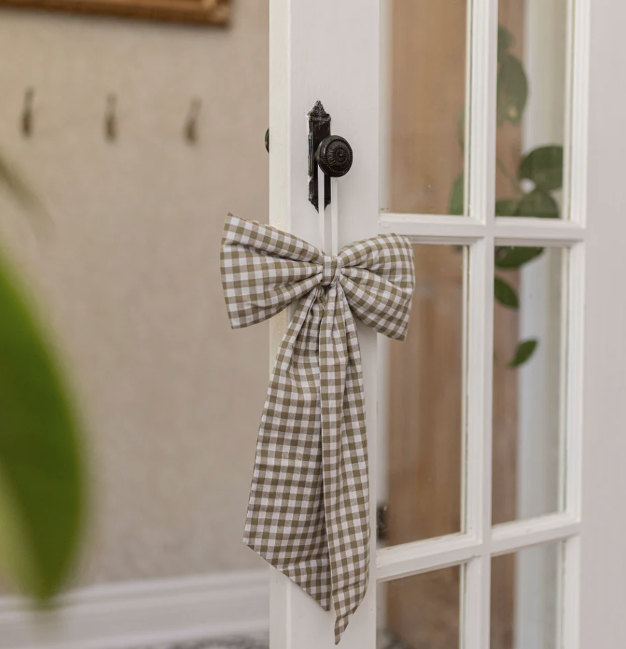 Gingham Green Fabric Bow