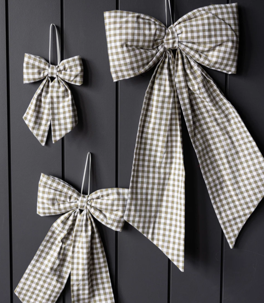Gingham Green Fabric Bow