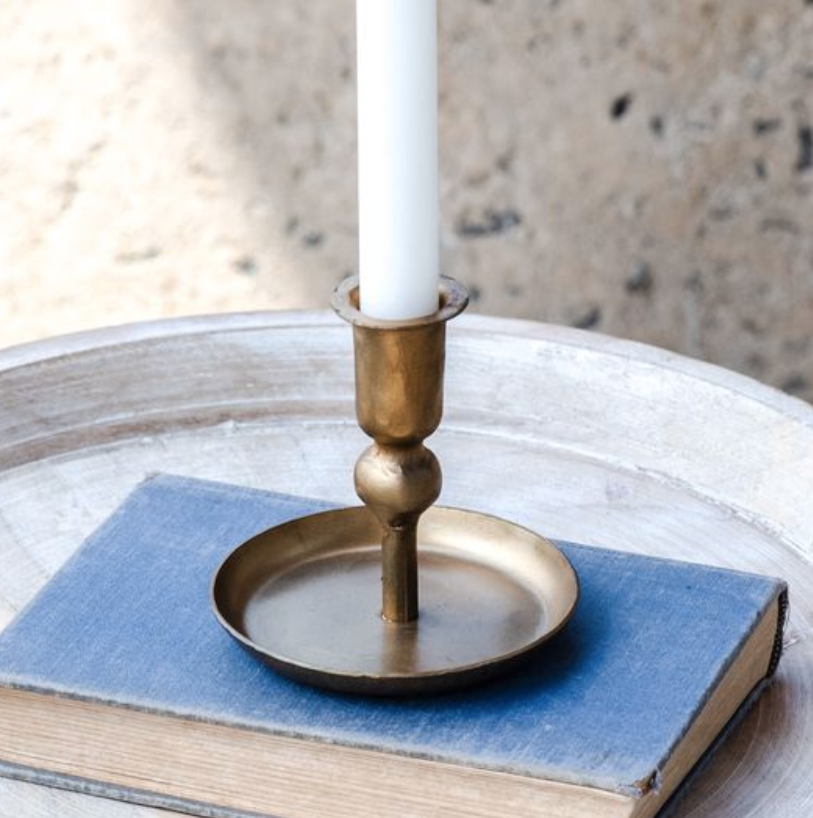 Set of 2 Mini Gold Plate Candle Holder, PDES023