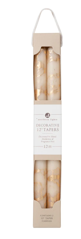 73308 12" Tapers Cream w/ Gold