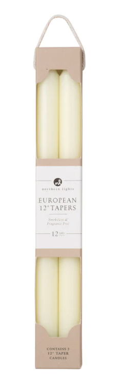72873 12" Tapers 2pk Ivory