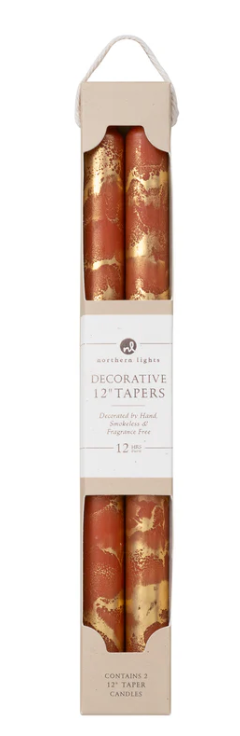 73301 12" Tapers Terra Cotta w/ Gold