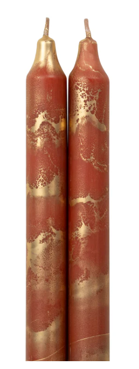 73301 12" Tapers Terra Cotta w/ Gold