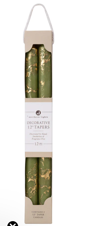 73311 12" tapers moss green w/ gold