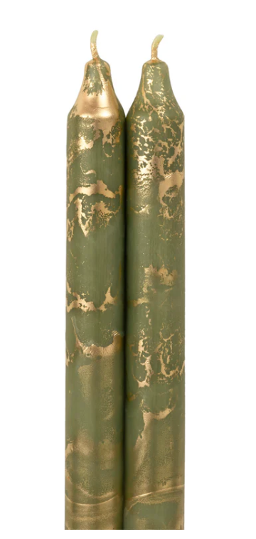 73311 12" tapers moss green w/ gold