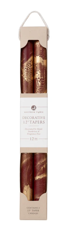73302 12" tapers bordeaux w/ gold