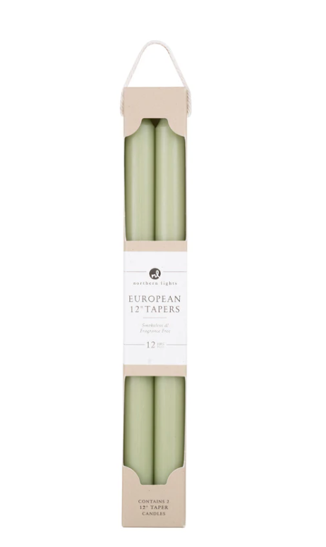 72874 12" Tapers 2pk sage green