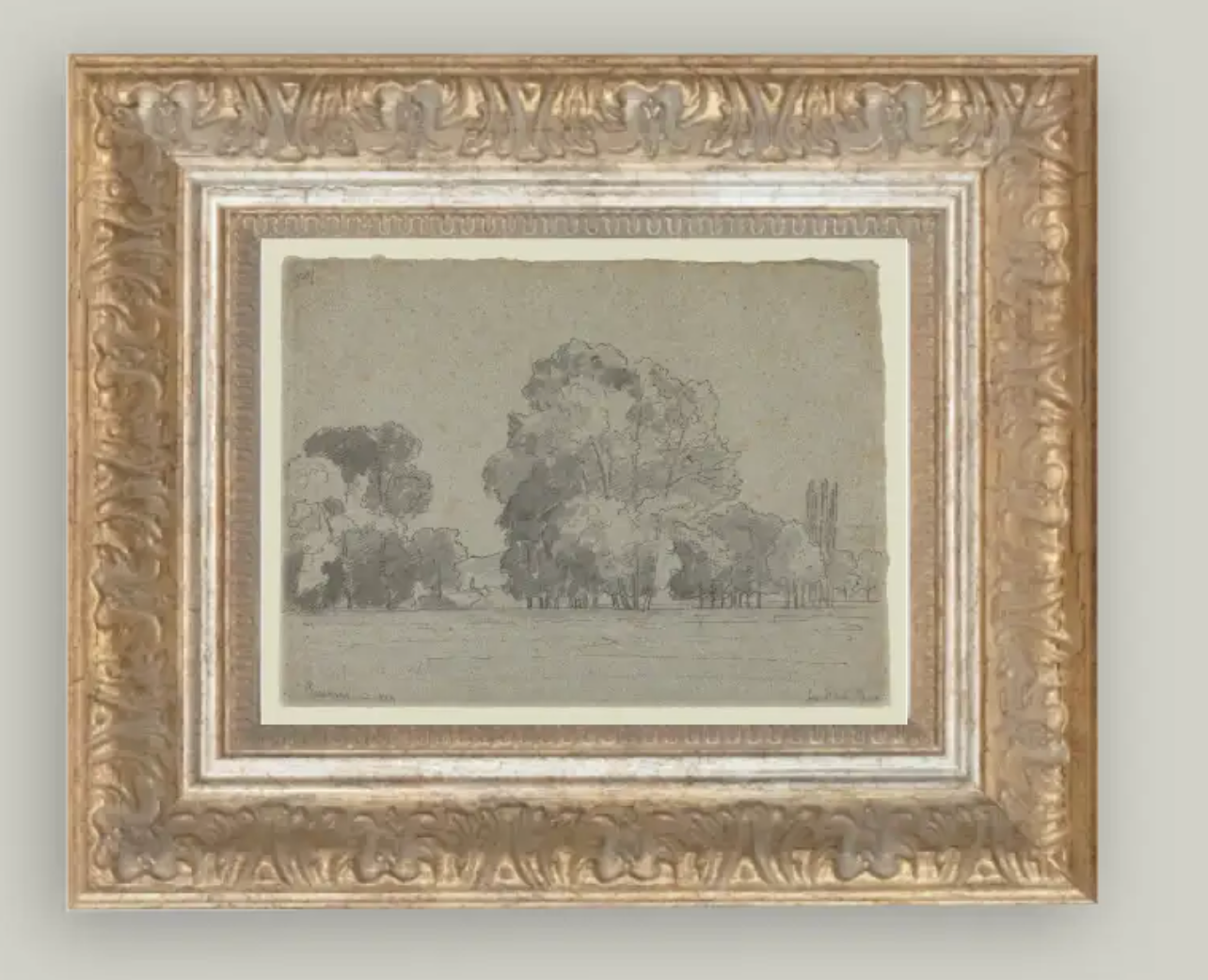 GROVE-86-331 12x10 Groves of Trees Framed Antique