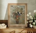 BUTVASE-68-331 10x12 Flower Butterfly Vase Framed Art
