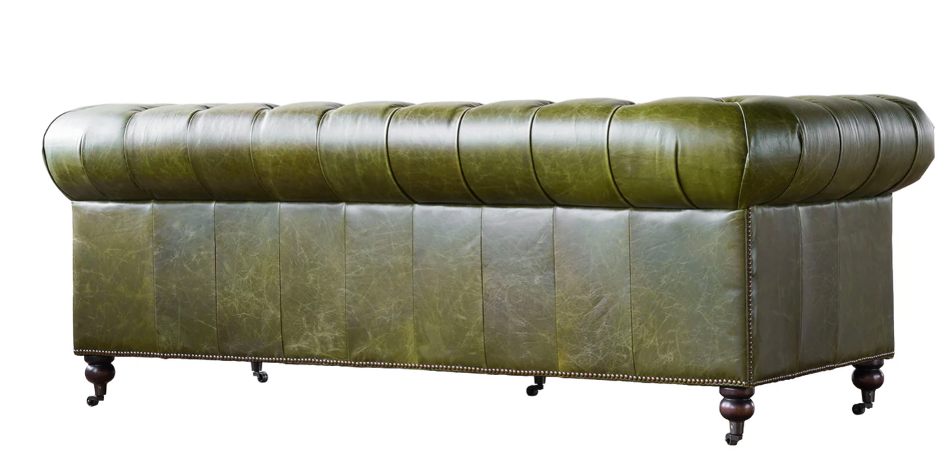 AS052 Churchill Green Leather Sofa