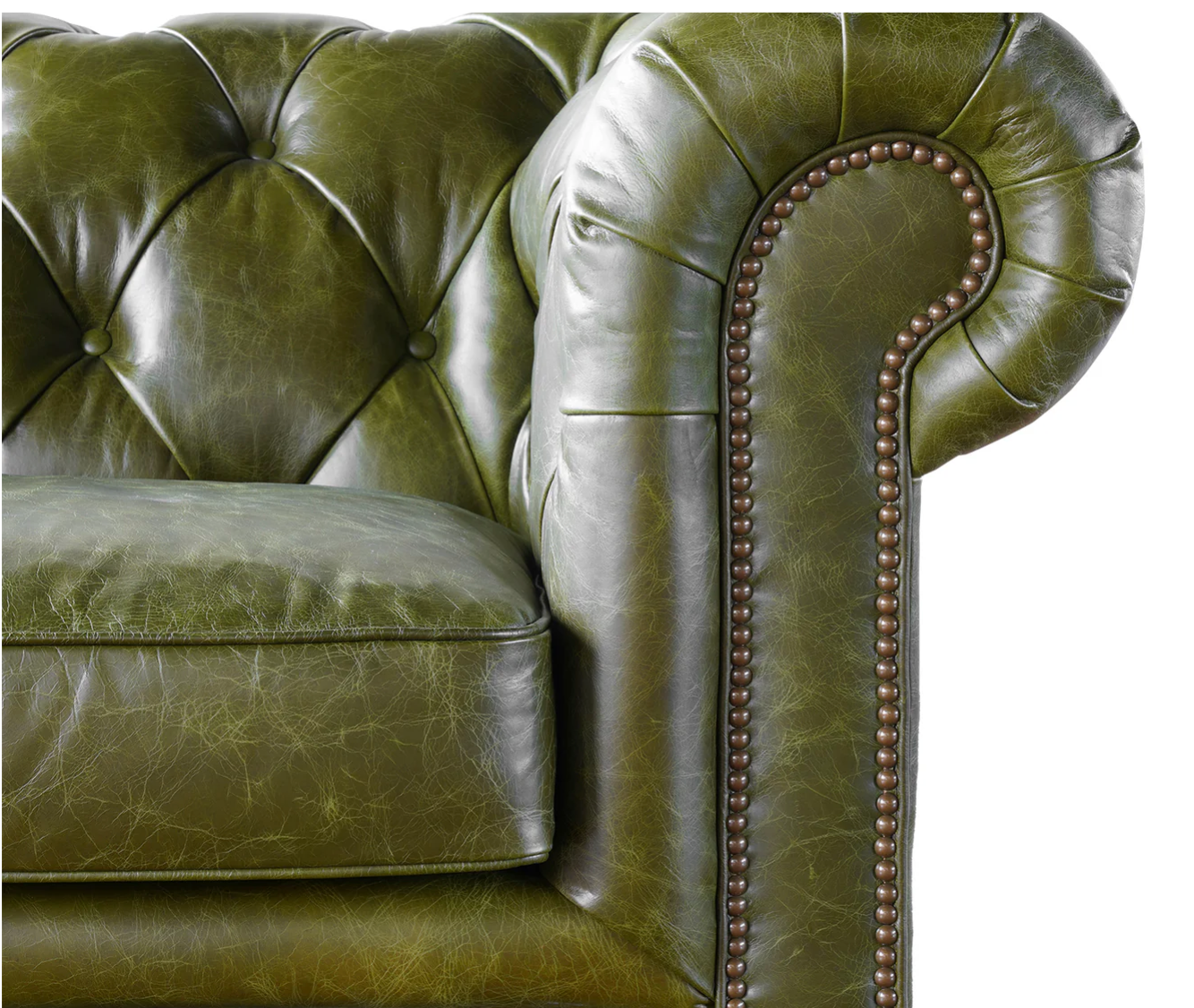 AS052 Churchill Green Leather Sofa