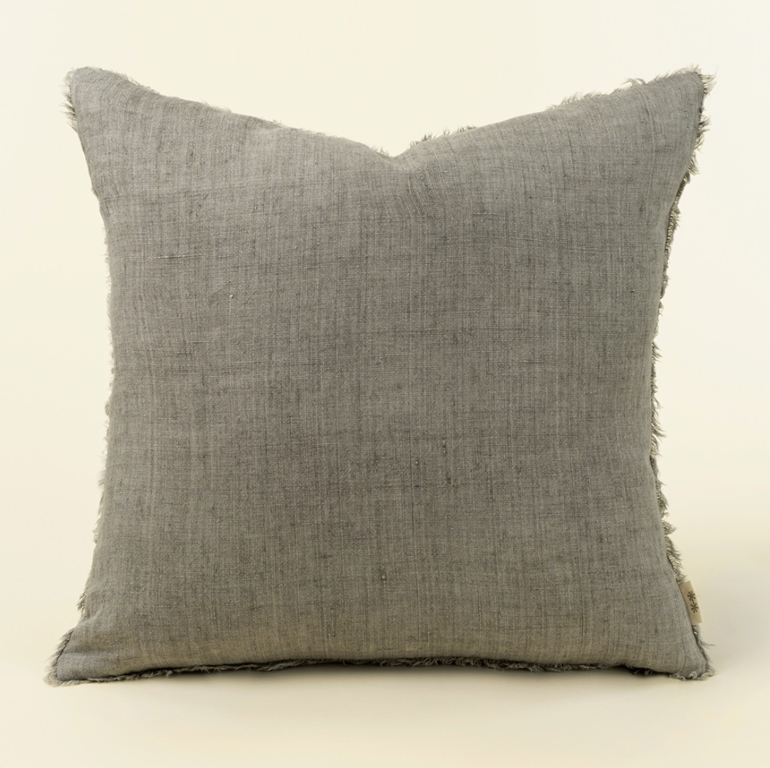 1-5590 24x24 Lina Linen Pillow, Warm Gray