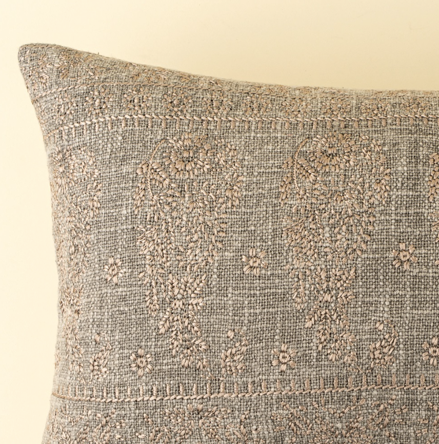 01-8868 16x24 Nisha Embroidered Pillow Ash