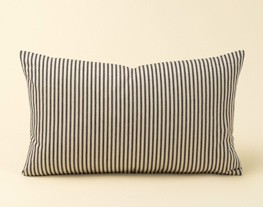 01-8195 21x12 Black Ticking Pillow