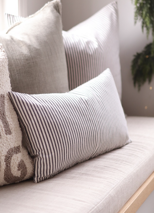 01-8195 21x12 Black Ticking Pillow