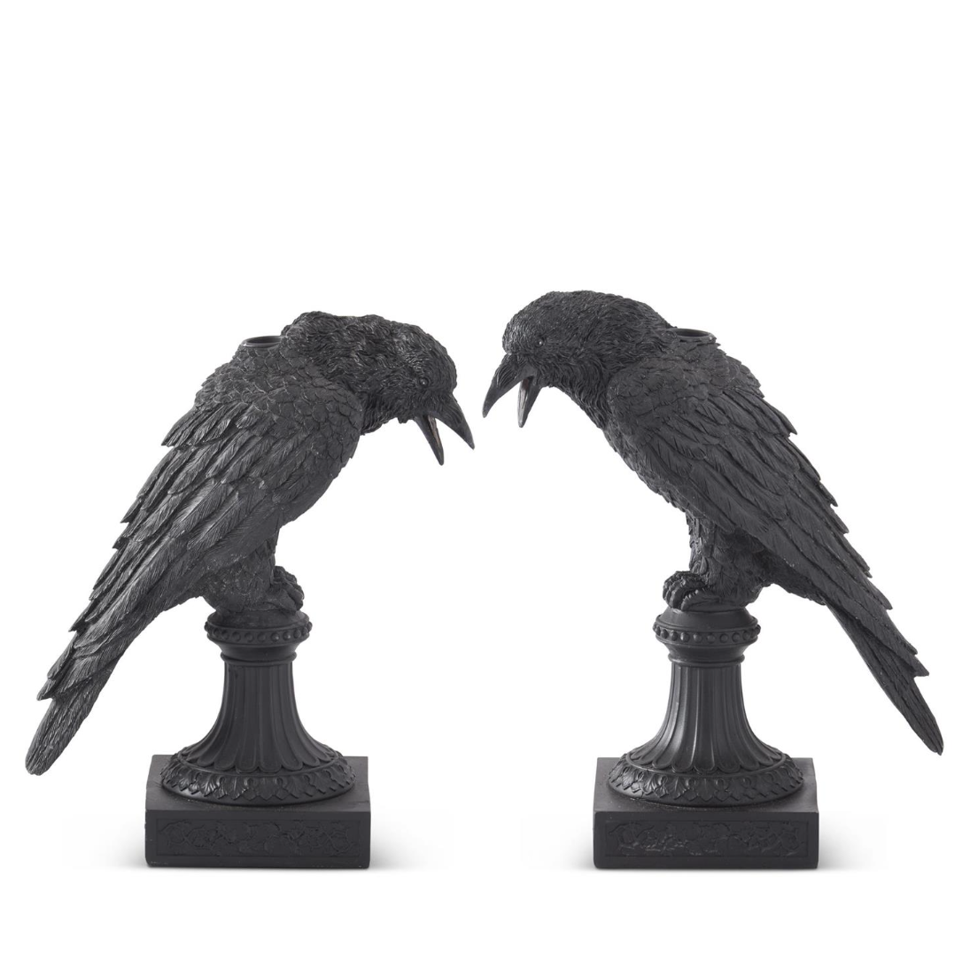 42430A-1 Black Resin Crow Taper Candleholder