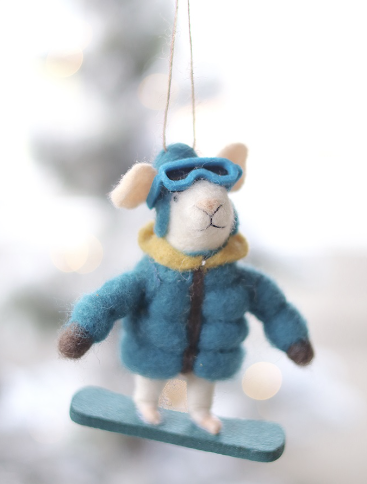 5-1948 Snowboard Sidney Mouse Holiday Ornament