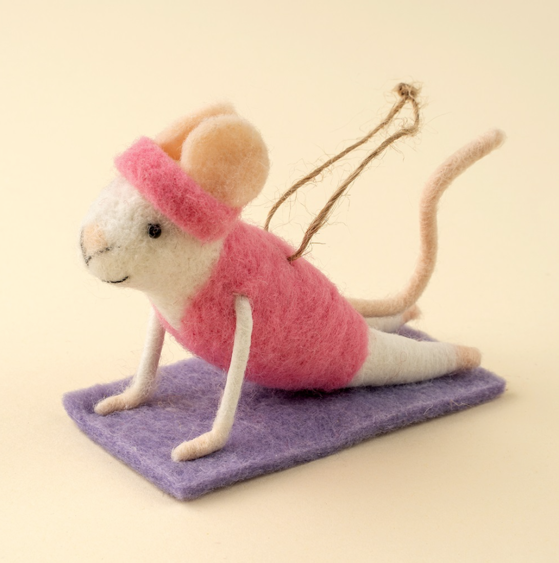 5-1888 Yoga Yolanda Mouse Holiday Ornament