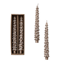 XT0887 10"H Unscented Tree-Shaped Taper, Champagne Set of 2