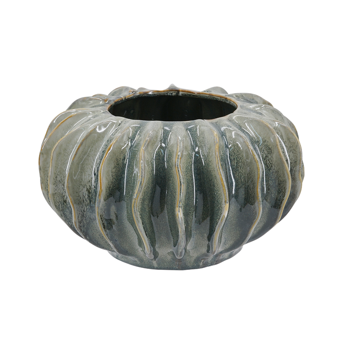 C0143 7.5" Ribbed Sculptural Vase