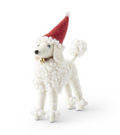 White Wool Dog w/ Santa Hat