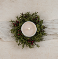 9" Mini Leaf Candle Ring Burgandy Berries