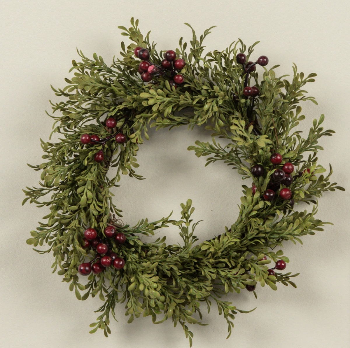 9" Mini Leaf Candle Ring Burgandy Berries