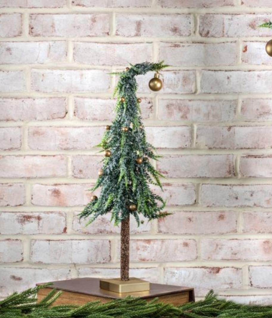 19" Frosted Bell Tree Wood Base