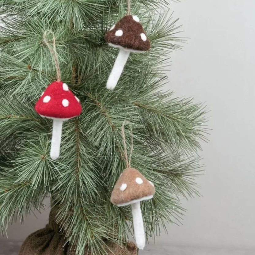 Felt Mushroom Ornament, 3 Colors