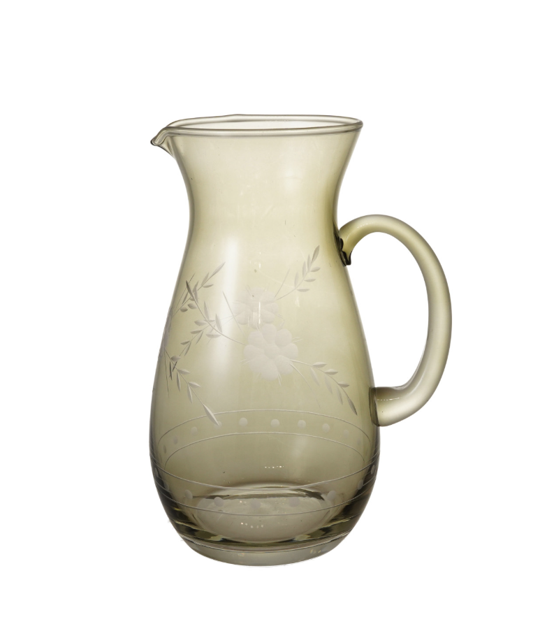 54oz. Etched Botanical Glass Pitcher