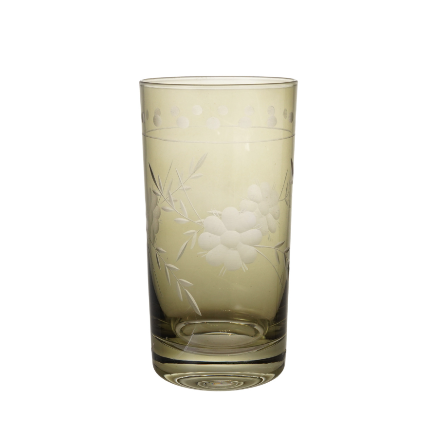 14oz. Etched Botanical Drinking Glass