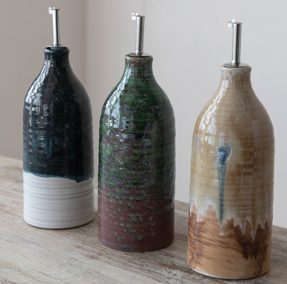 26oz. Stoneware Oil Cruet, 3 Colors