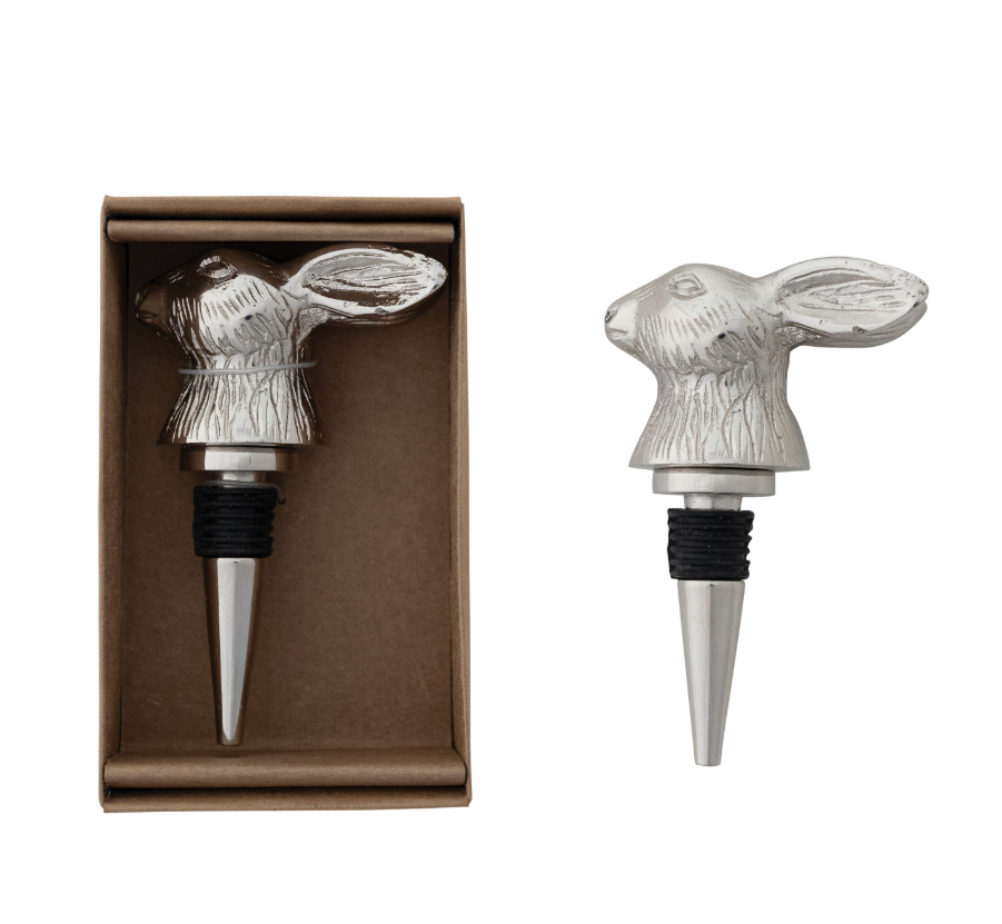 Cast Aluminum Rabbit Head Bottle Stopper