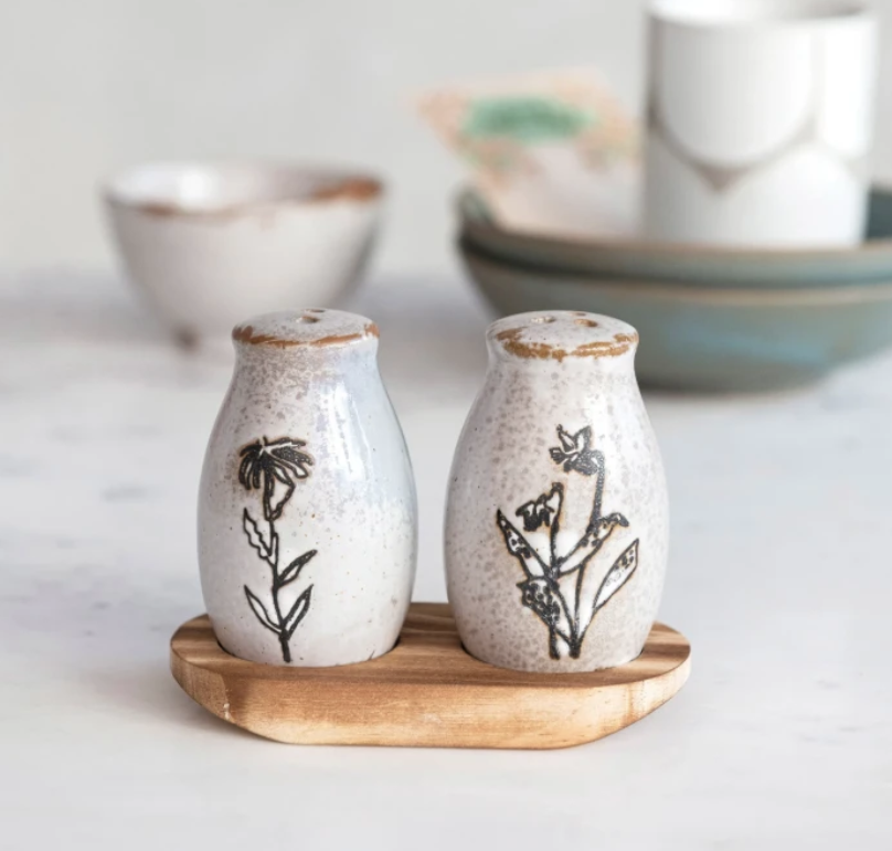 Stoneware Salt and Pepper Shakers