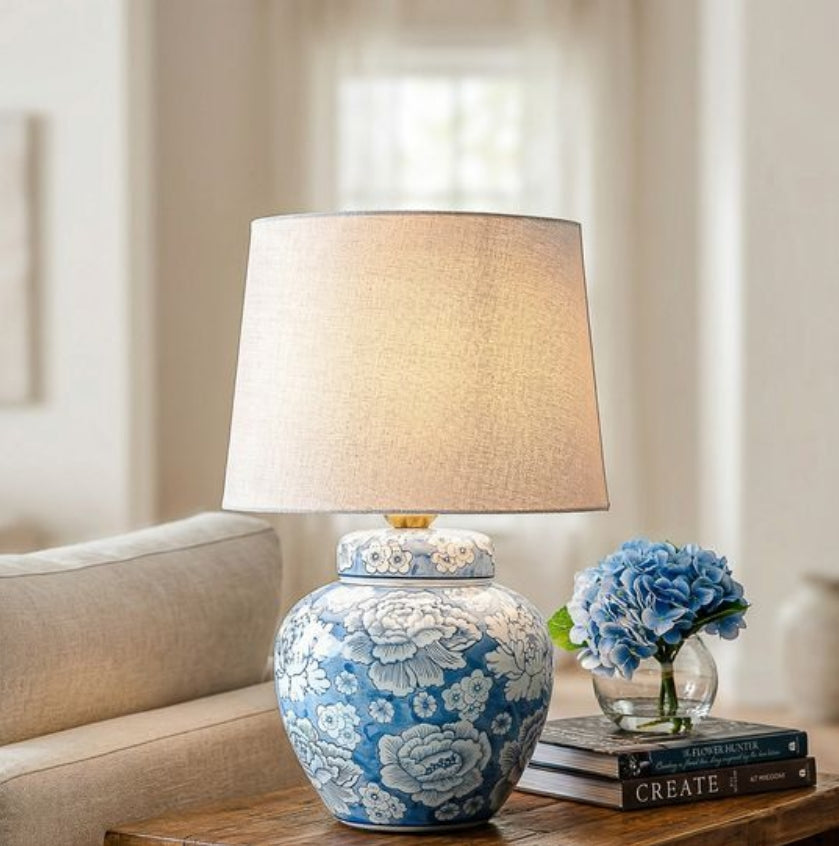 PD33398 19.7" Blue floral lamp