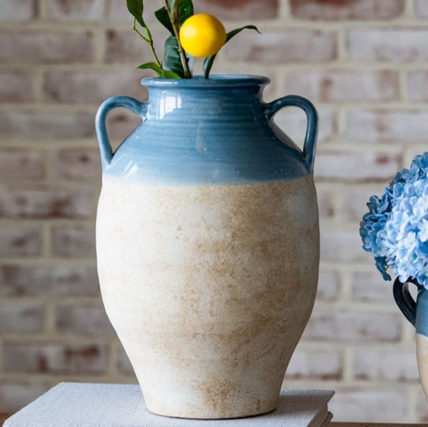 13.4" Blue Natural Terra Cotta Vase pdph1850