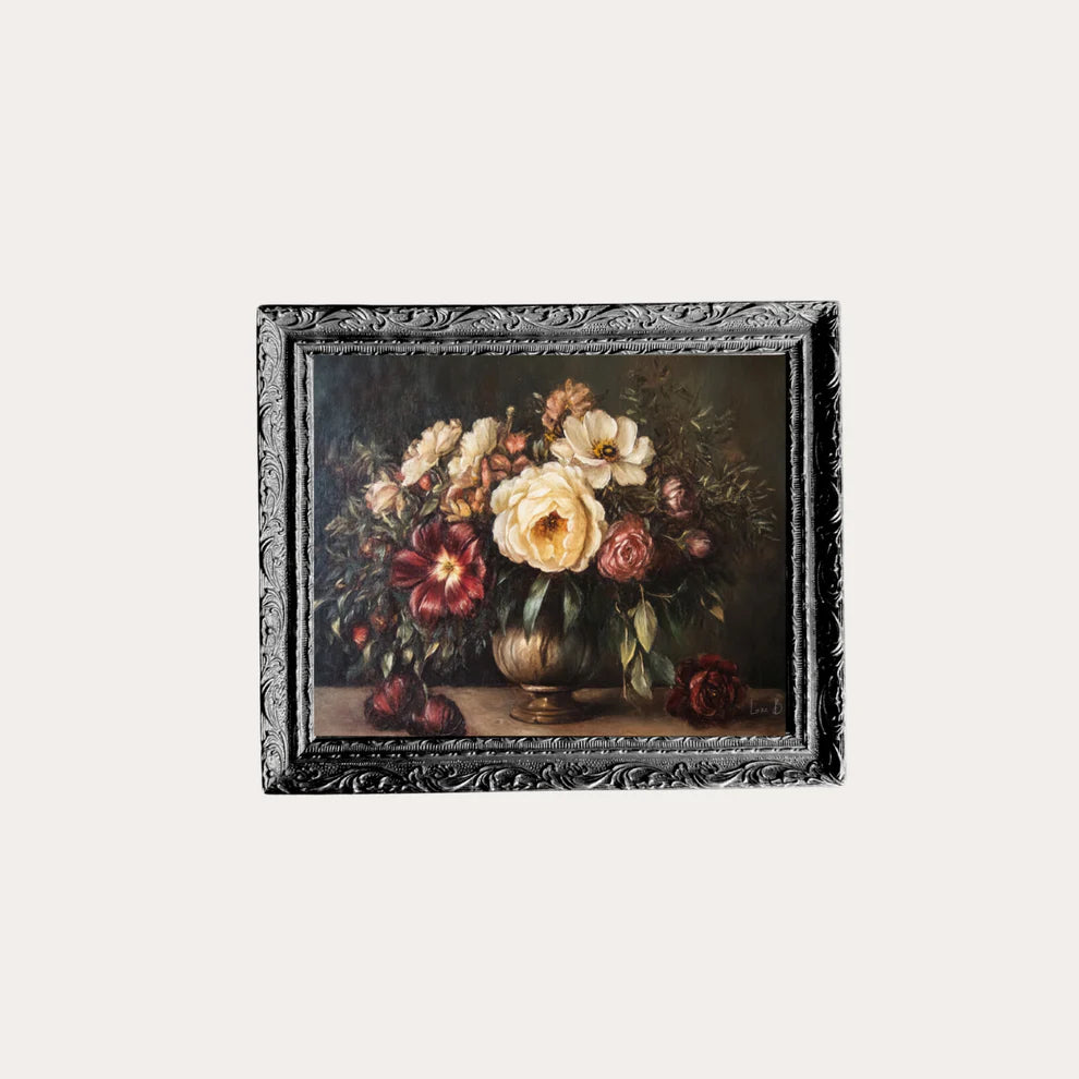 5X7-VINTAGE-BOUQUET Vintage Floral Bouquet | French Black Mould Framed Art 5 x 7