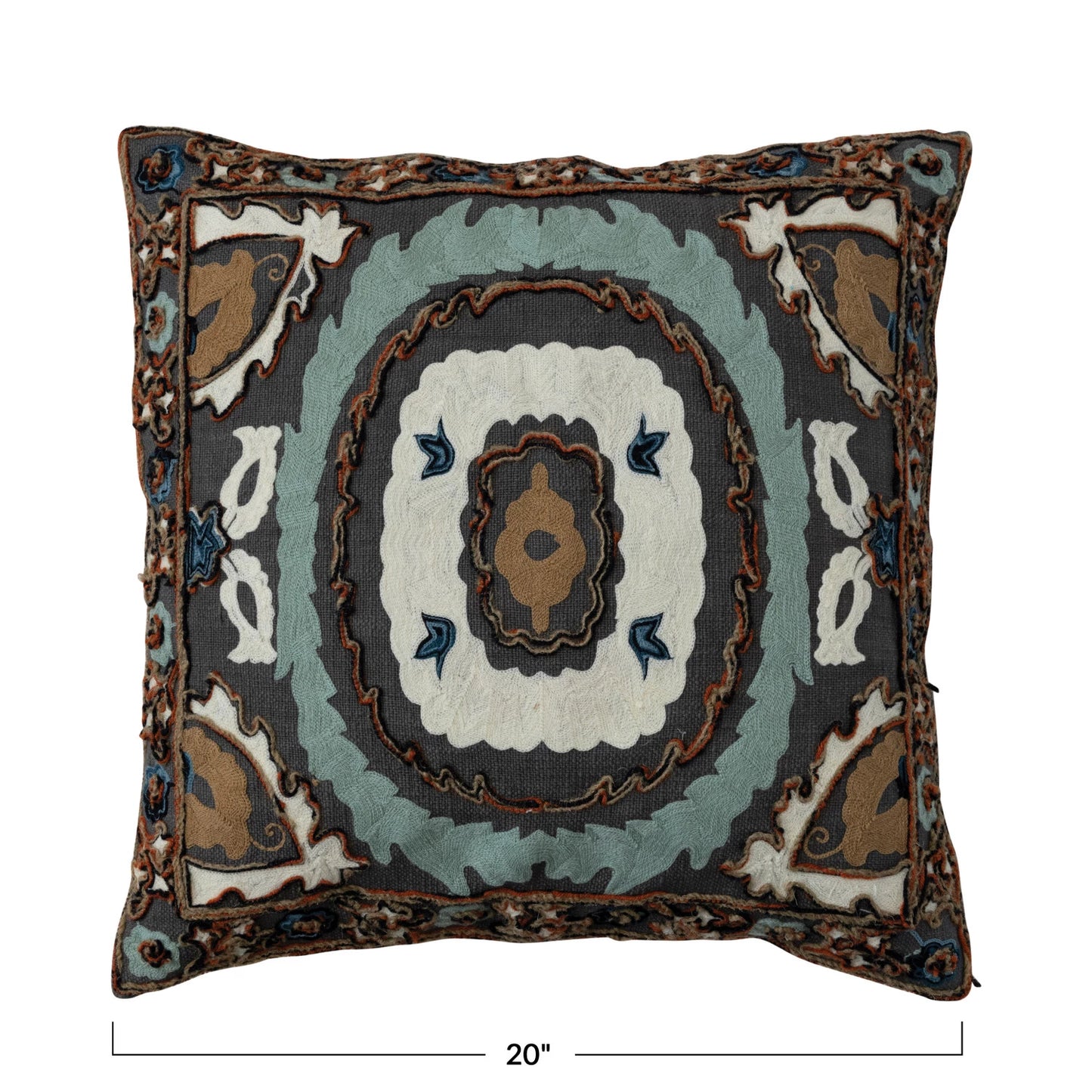 DF7616 20x20 Embroidered Pillow w/ Chambray Back Pillow