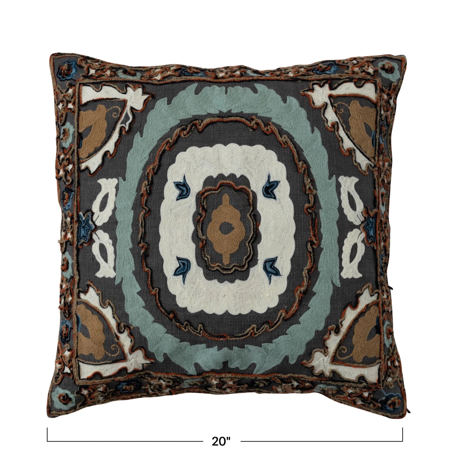 DF7616 20x20 Embroidered Pillow w/ Chambray Back Pillow