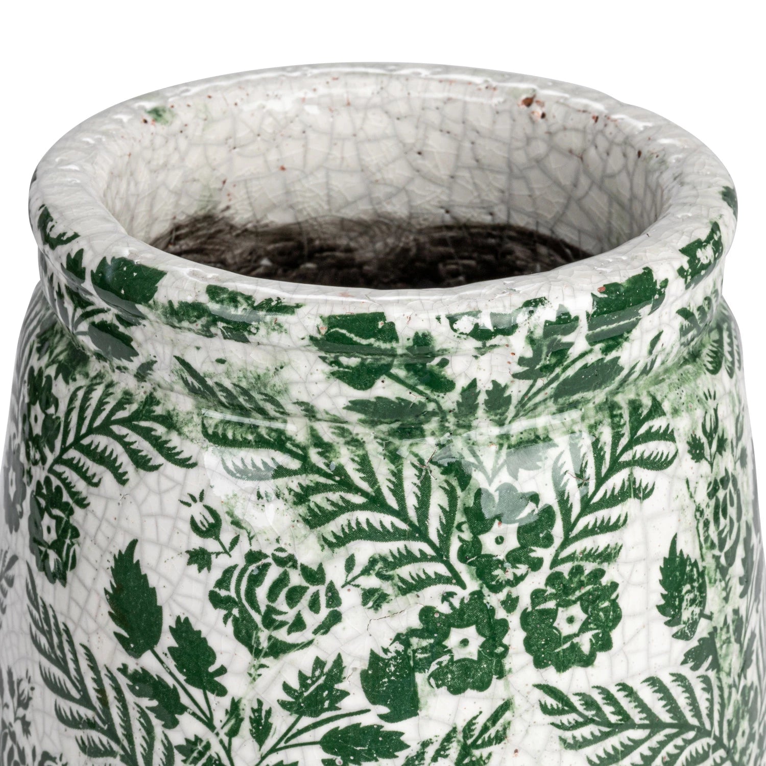 DF8703 Terracotta Planter w/ Transferware Pattern