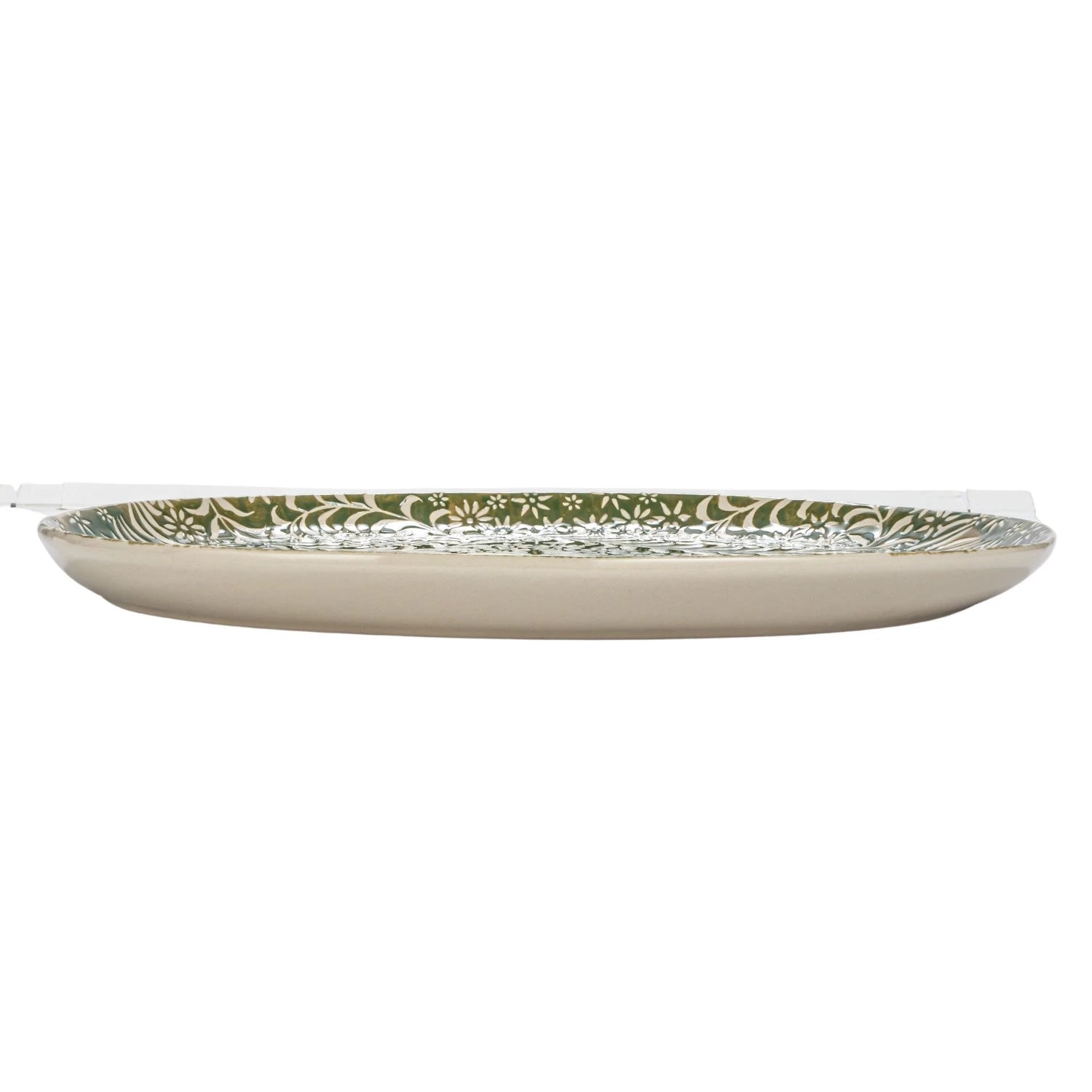 DF8843 Stoneware Platter w/ Relief Botanical
