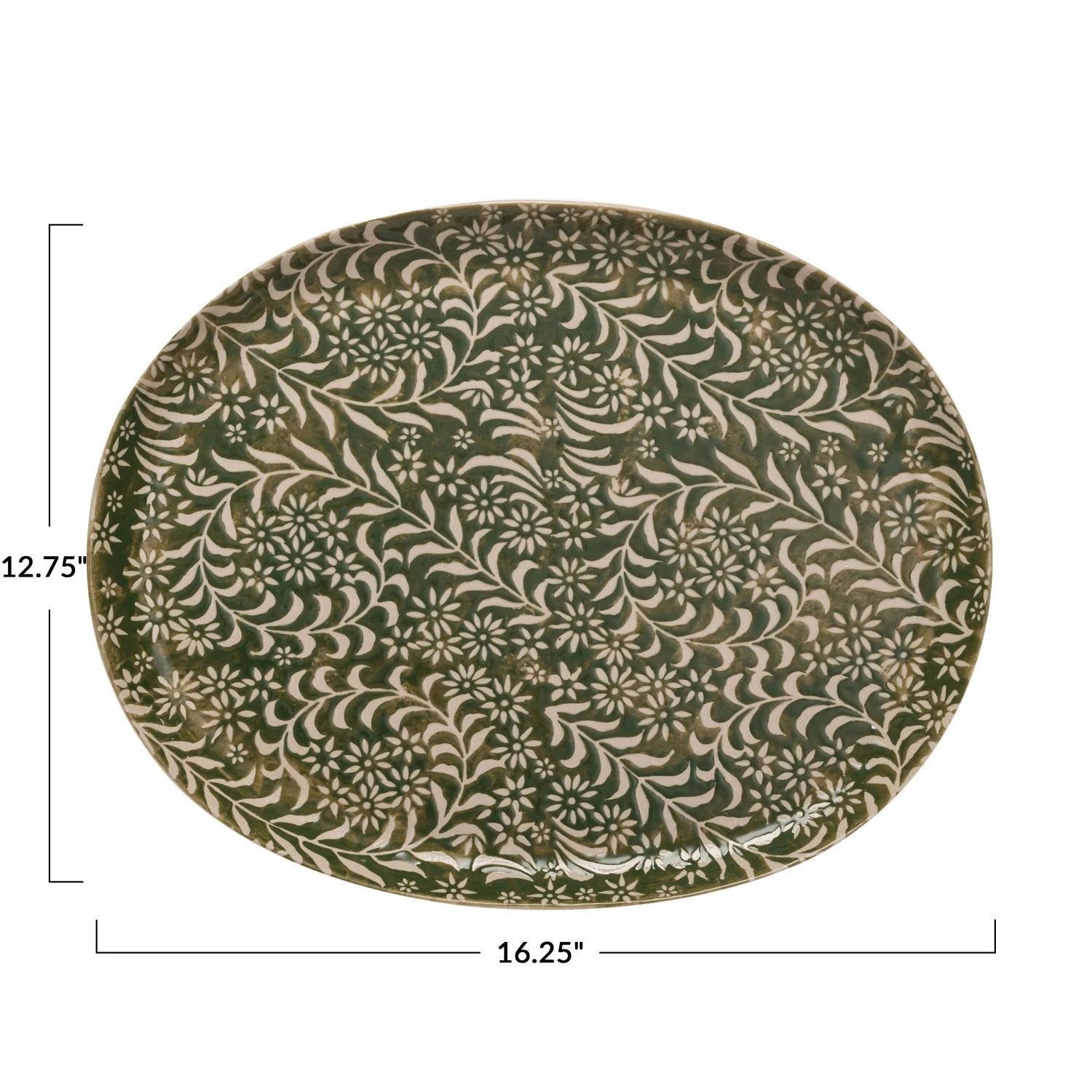DF8843 Stoneware Platter w/ Relief Botanical