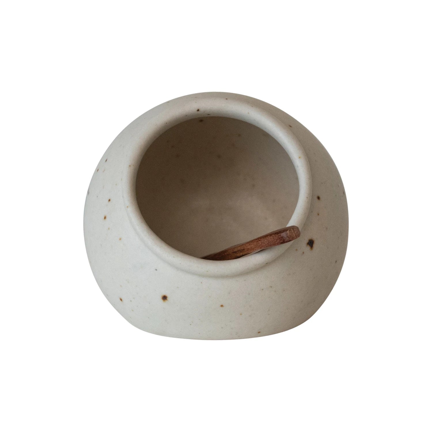DF9083 Stoneware Salt Cellar w/ Spoon