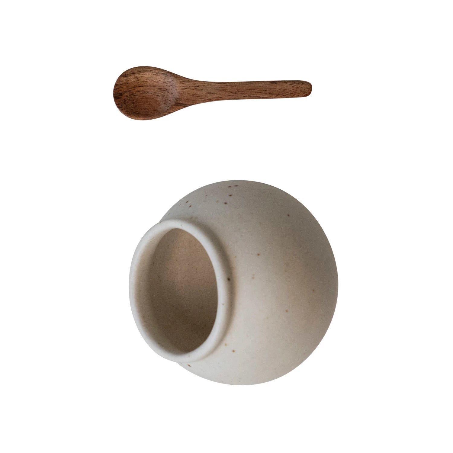 DF9083 Stoneware Salt Cellar w/ Spoon
