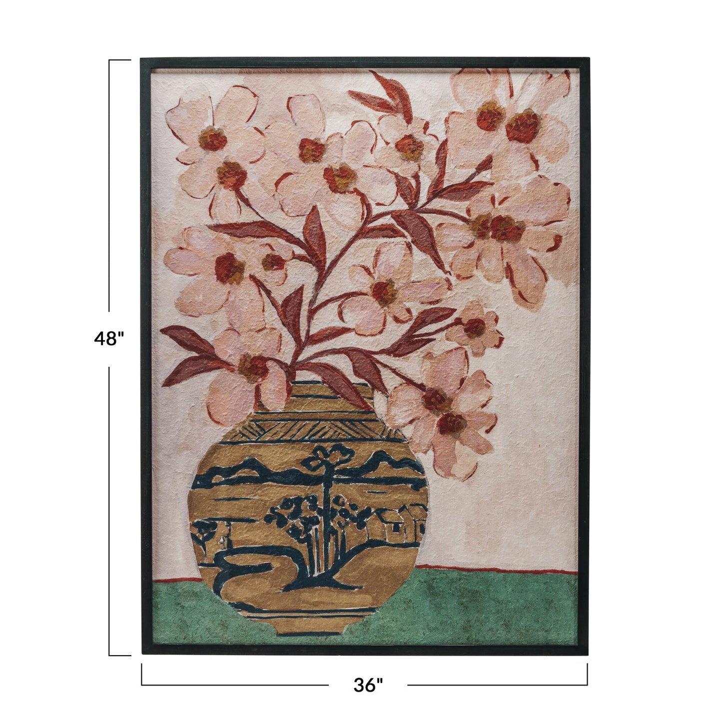 DF9554 Wood Framed Flower in Vase Art