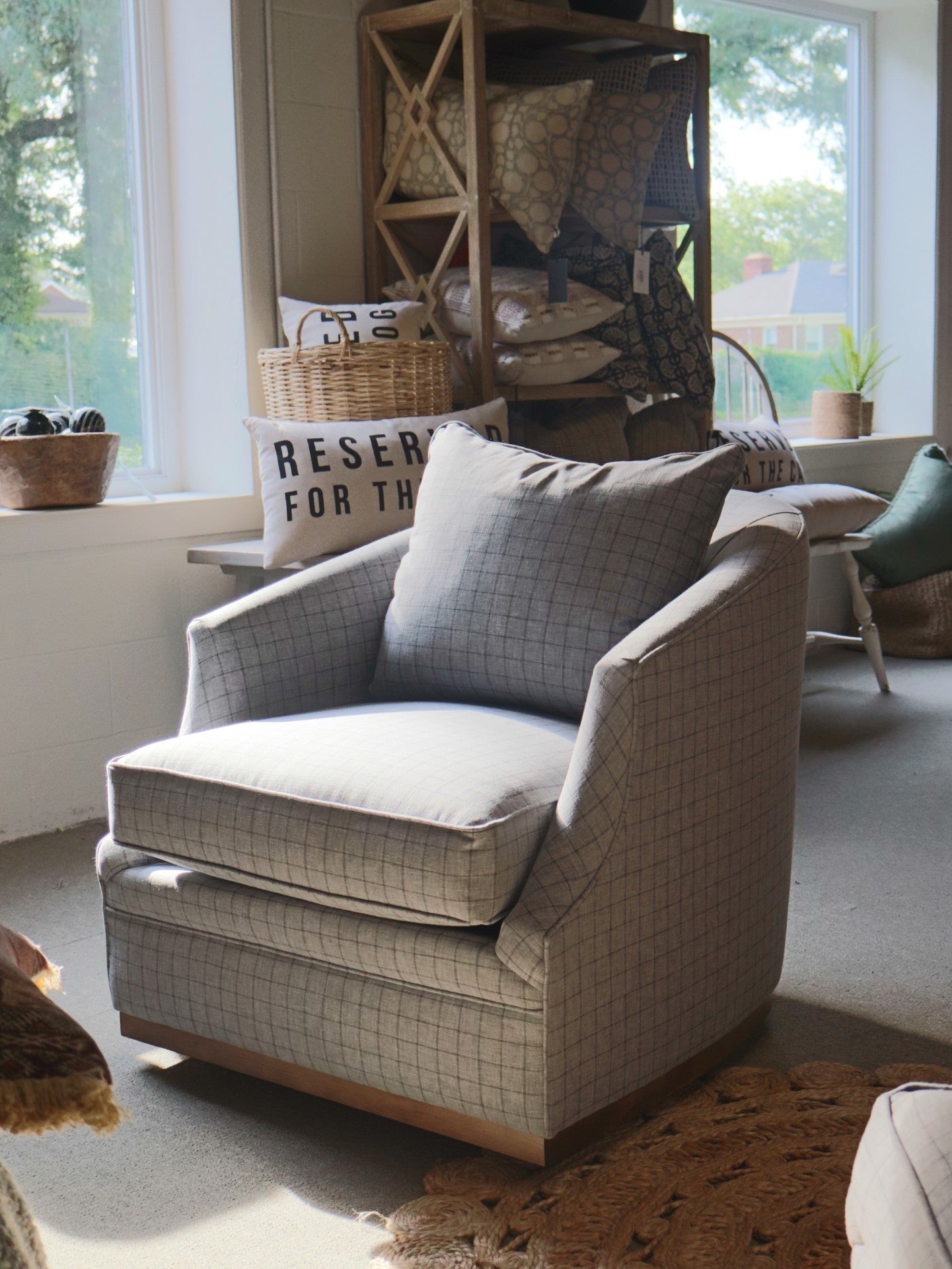 P801-016-RA102-04 Slate Plaid Emmerson Swivel Chair